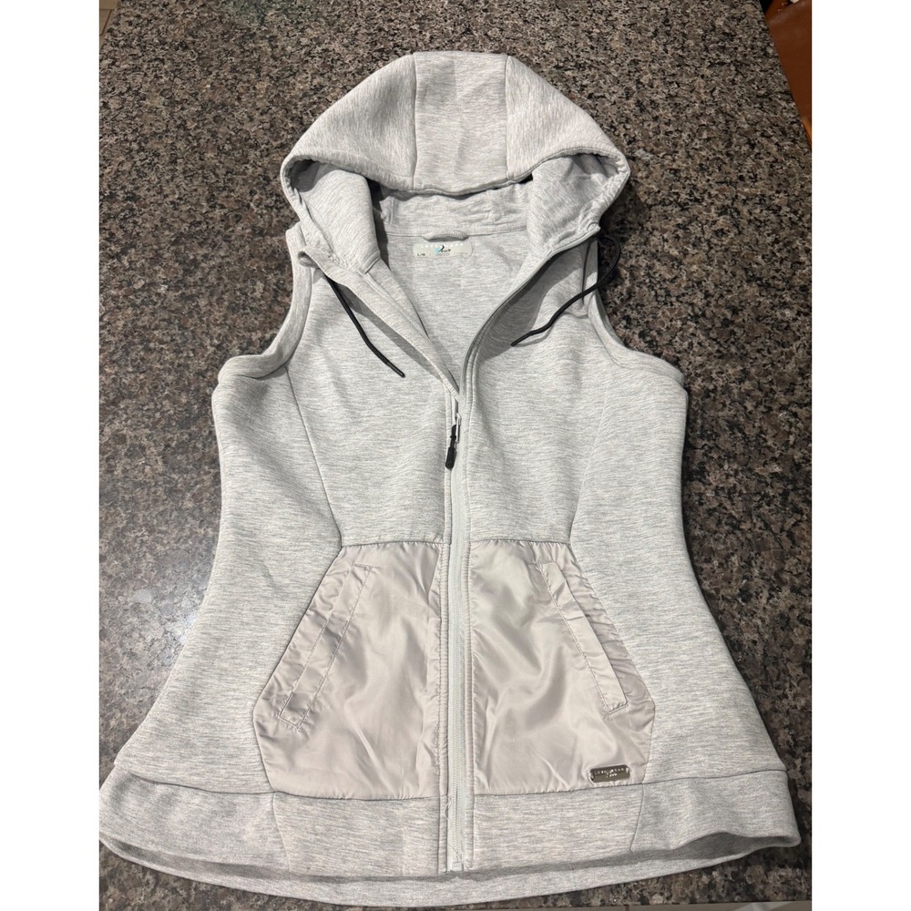 Levelwear Verve Womens Gray Full Zip Sleeveless Hoodie Vest Activewear L/G